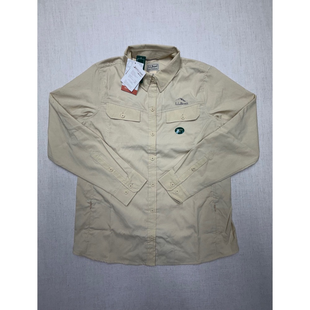 LL Bean No Fly Zone Shirt Womens Medium Sand Dune Hiking Long Sleeve 509144 NWT